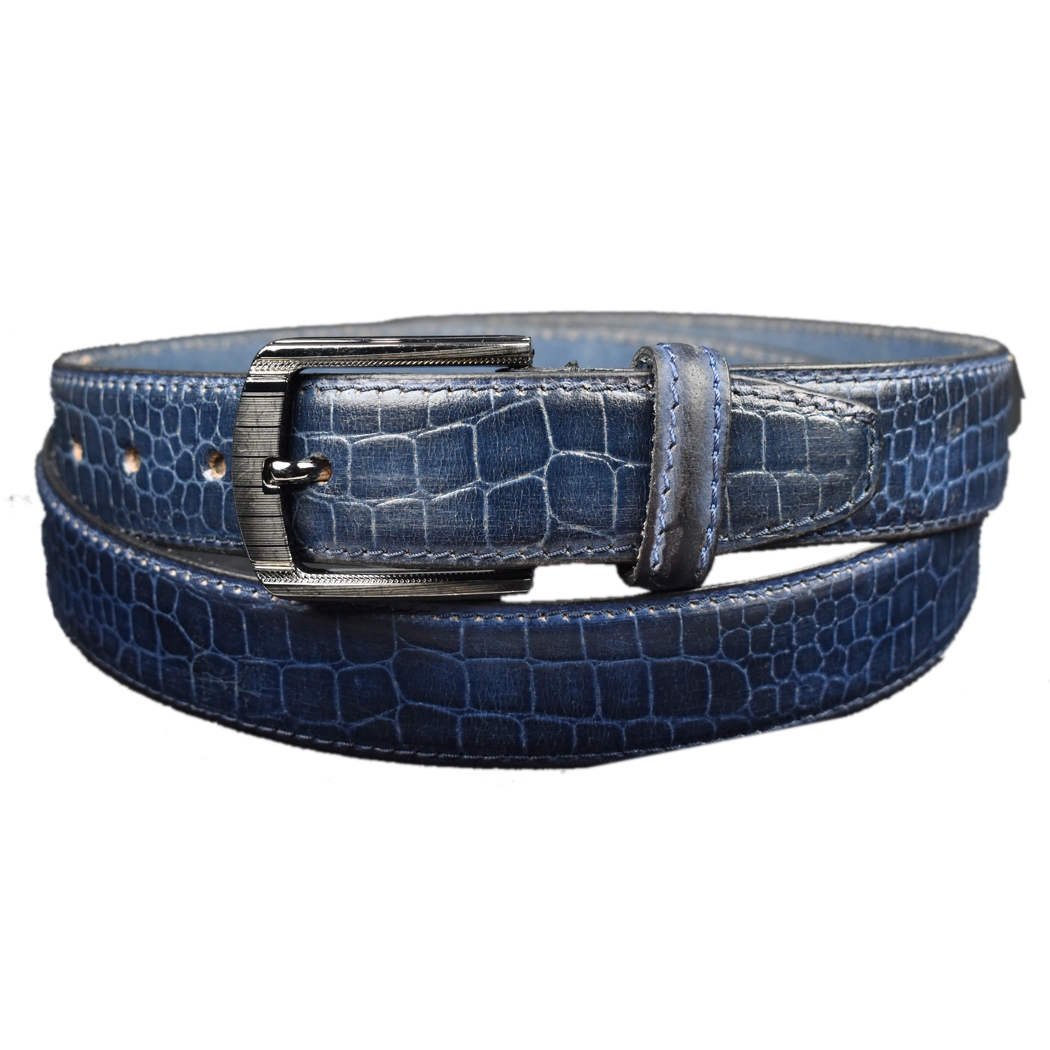 FLAWSOME Men’s Crocodile Pattern Blue Belt For Casual Look – Flawsome ...
