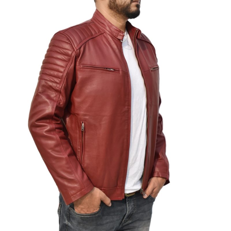 Flawsome Cherry Leather Jacket Men – Cafe Racer Real Imported Sheep ...